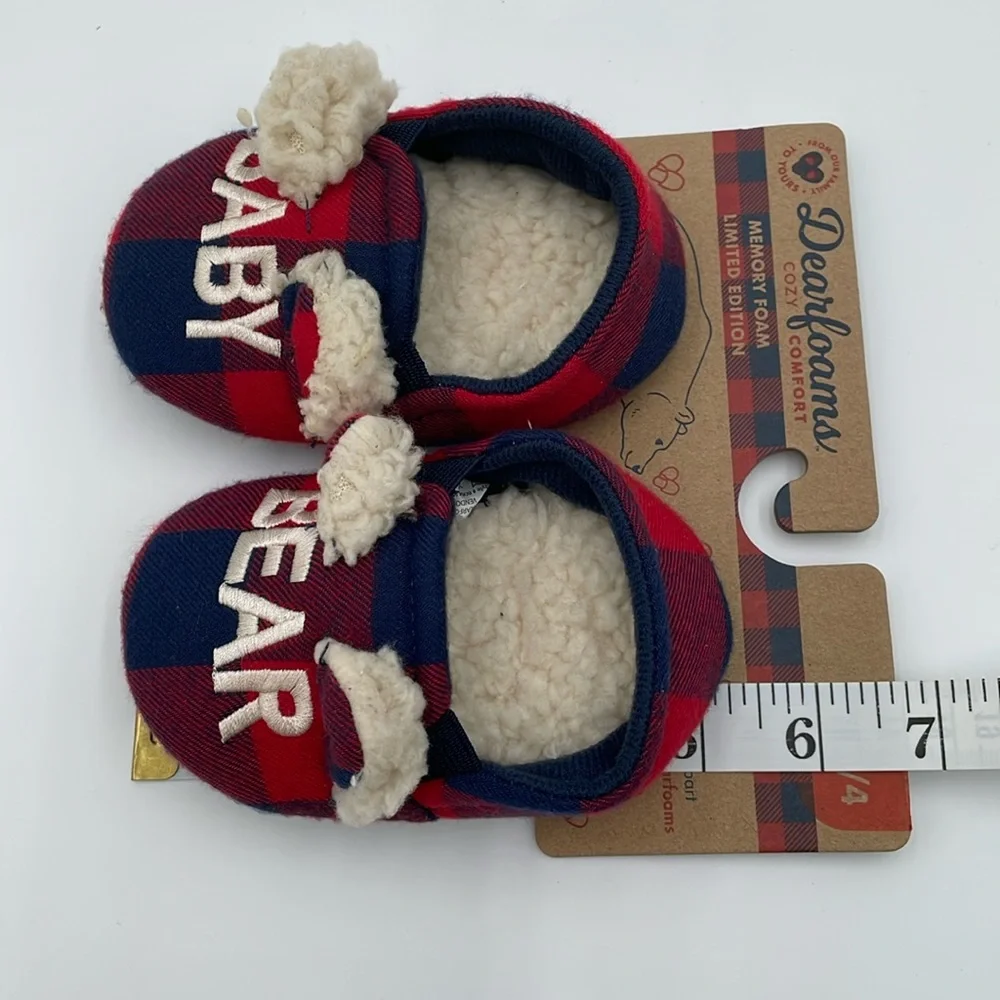 Dearfoams Baby Memory Foam Slippers “Baby Bear” No-Slip‎ Soles - Christmas